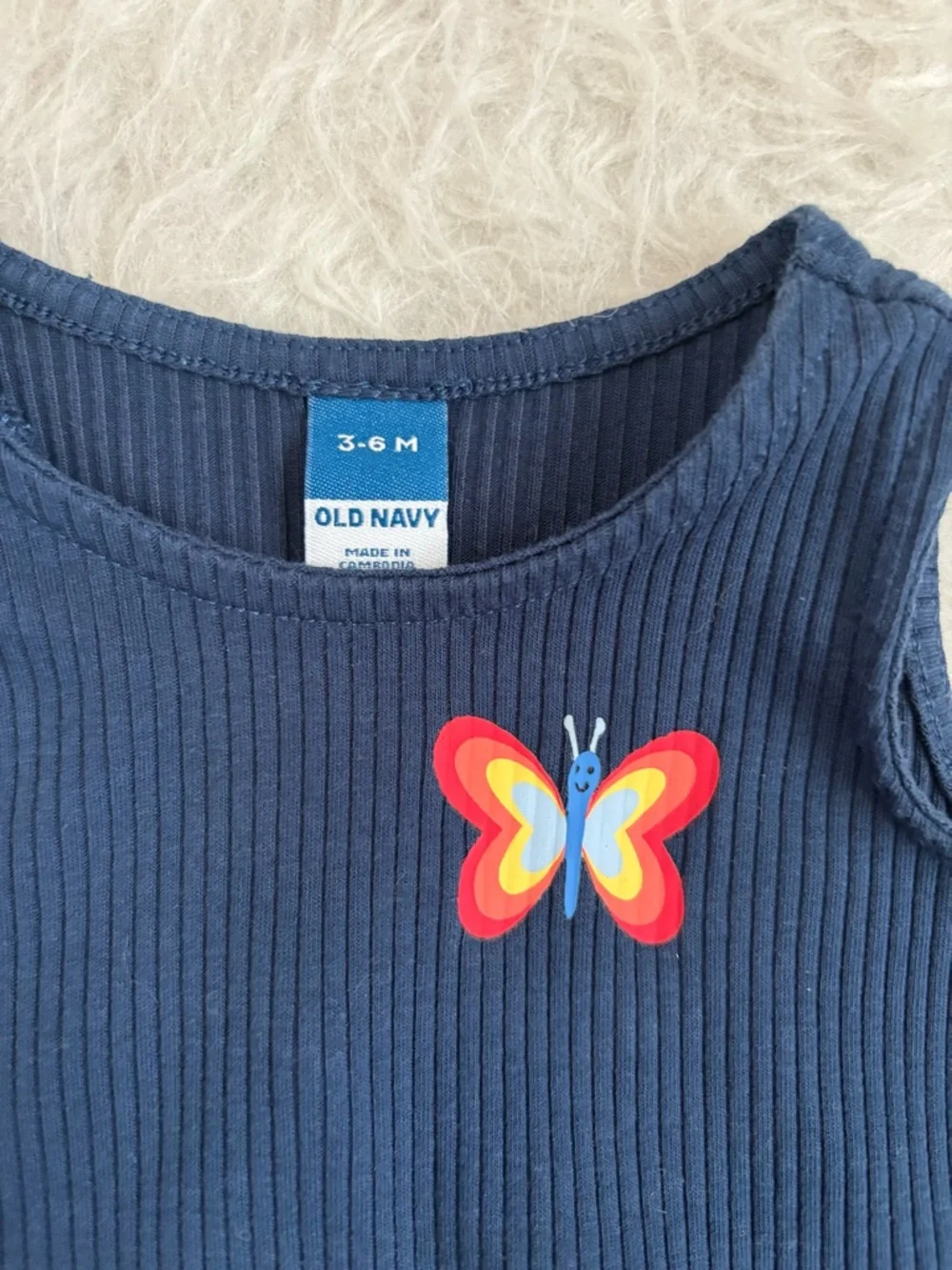 Old Navy Baby Ribbed Ruffle Tank Top & Bloomers Set with Colorful Butterfly